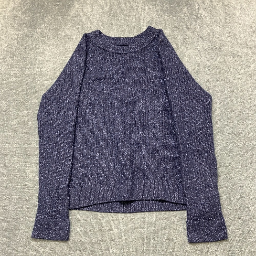 Abercrombie & Fitch Knit Sweater Women Large Navy Blue Raglan Sleeve Winter Warm